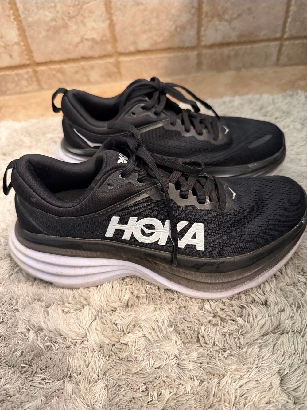 Hoka Bondi 8 Black and White Women's Sneakers size 6